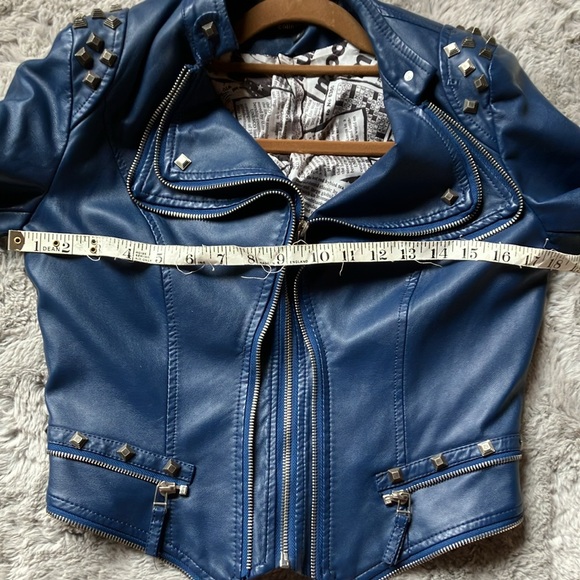 Leisurely Life Navy blue bikercore Moto jacket, spikes and zips, never worn. - Picture 15 of 15